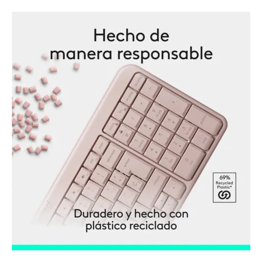 LOGITECH KIT TECLADO K250 Y MOUSE M196 INALÁMBRICO ROSA - 5