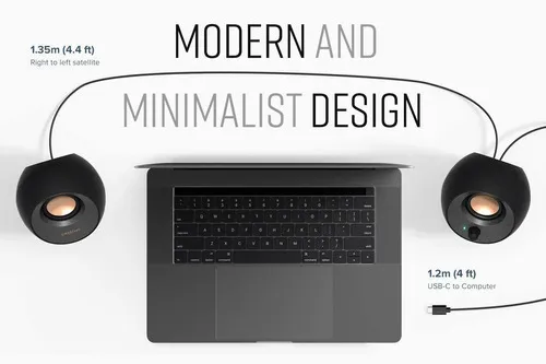 PARLANTES PC CREATIVE PEBBLE V3 2.0 BLUETOOTH 5.0 NEGRO USB-C 8W - 6