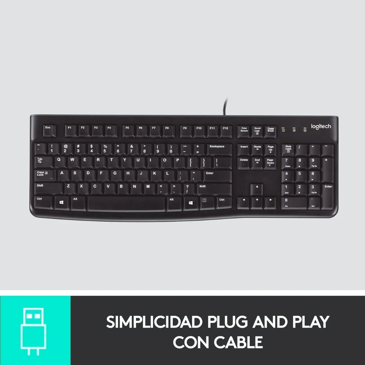 TECLADO USB LOGITECH K120 CON DISEÑO RESISTENTE A SALPICADURAS - 4