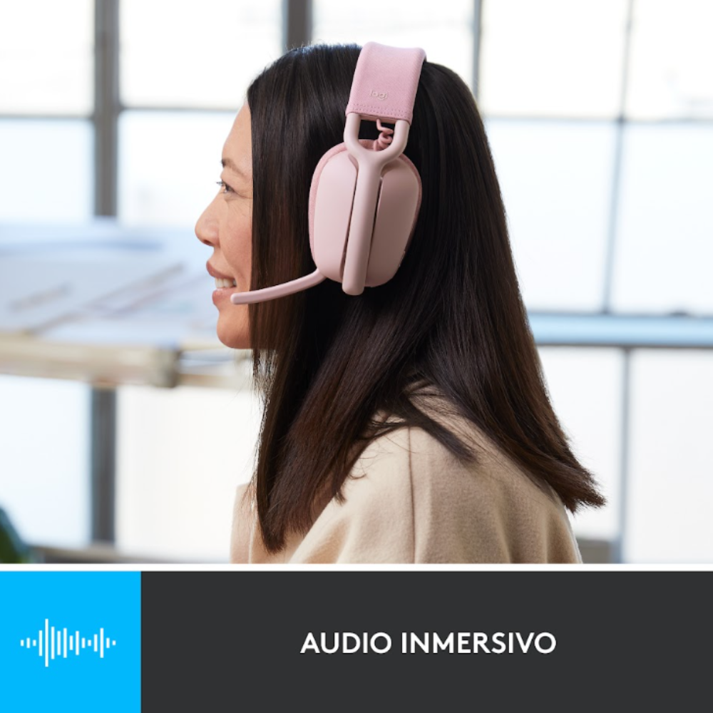 AUDIFONO CON MICROFONO LOGITECH ZONE VIBE 100 BT ROSADO - 4