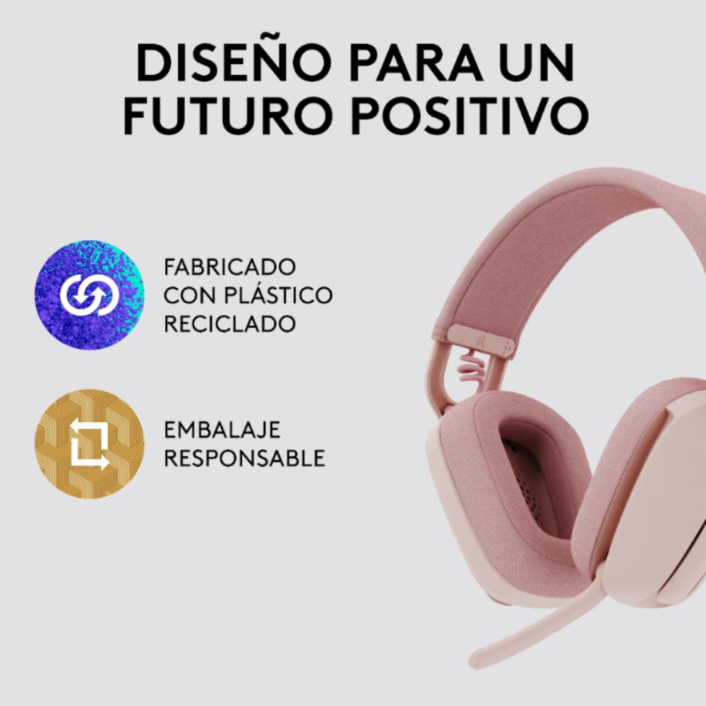 AUDIFONO CON MICROFONO LOGITECH ZONE VIBE 100 BT ROSADO - 5