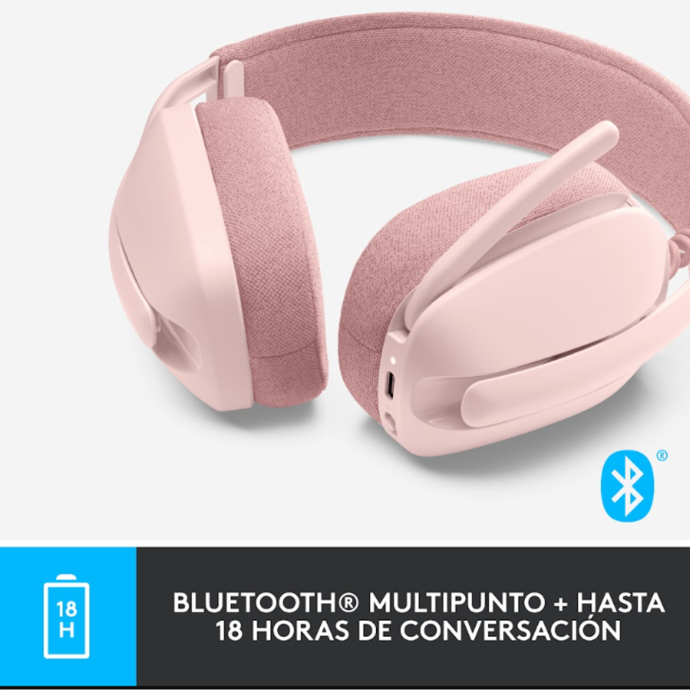 AUDIFONO CON MICROFONO LOGITECH ZONE VIBE 100 BT ROSADO - 6