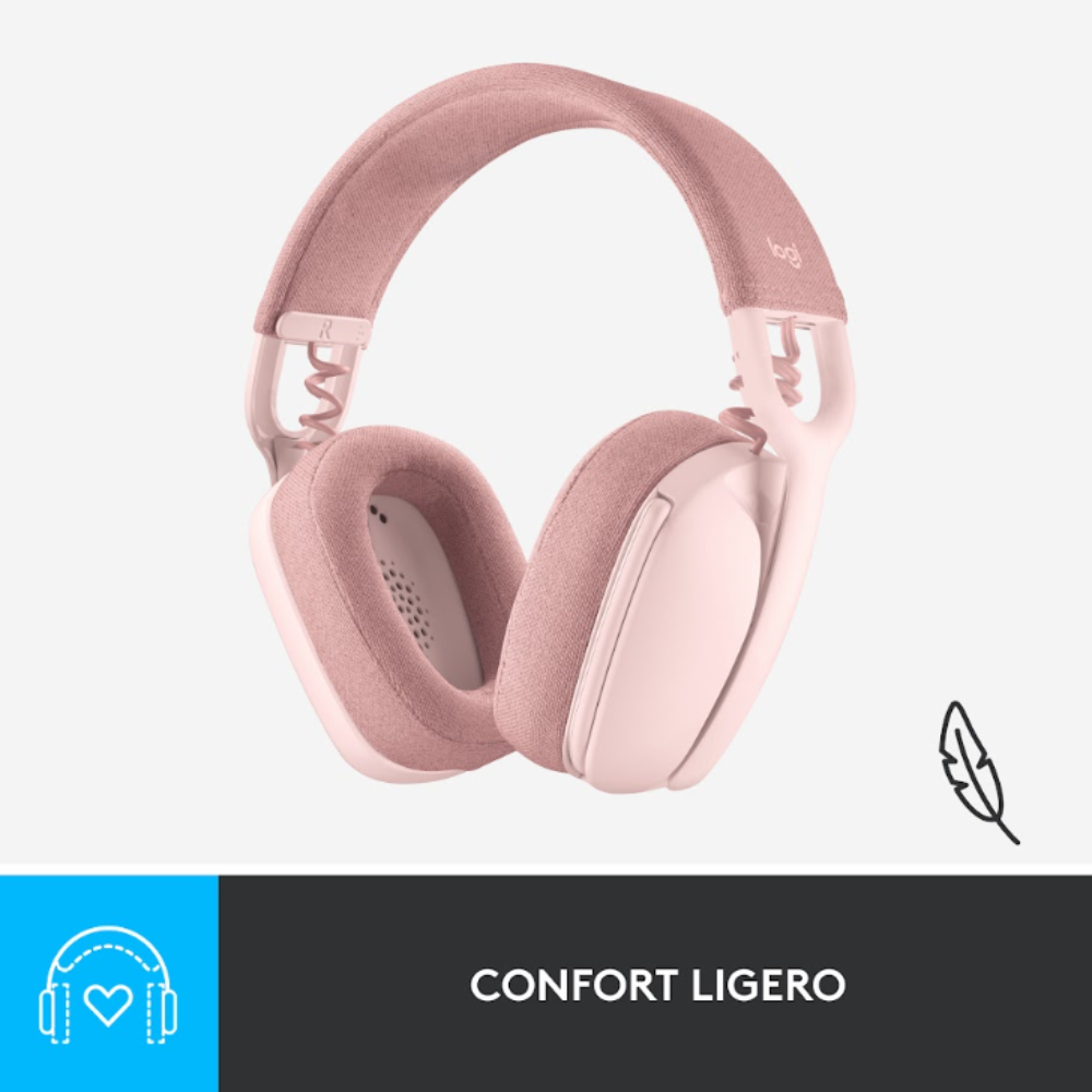 AUDIFONO CON MICROFONO LOGITECH ZONE VIBE 100 BT ROSADO - 8