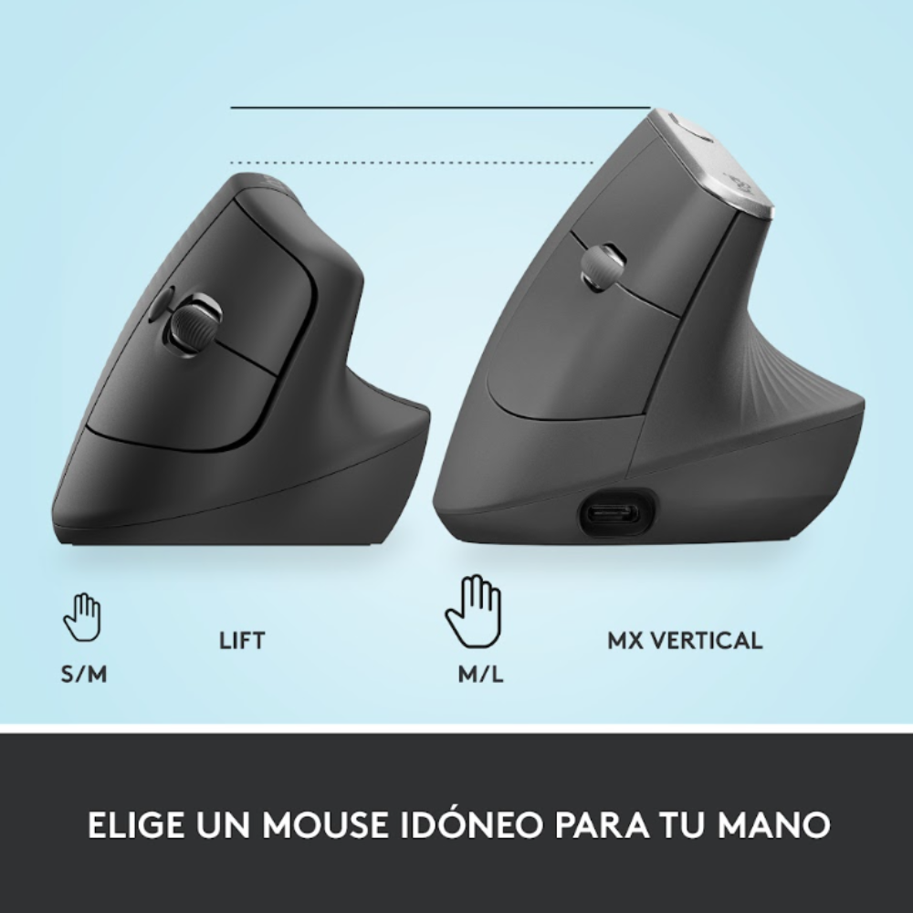 MOUSE LOGITECH LIFT VERTICAL ERGONOMIC WIRELESS BT ROSADO - 9
