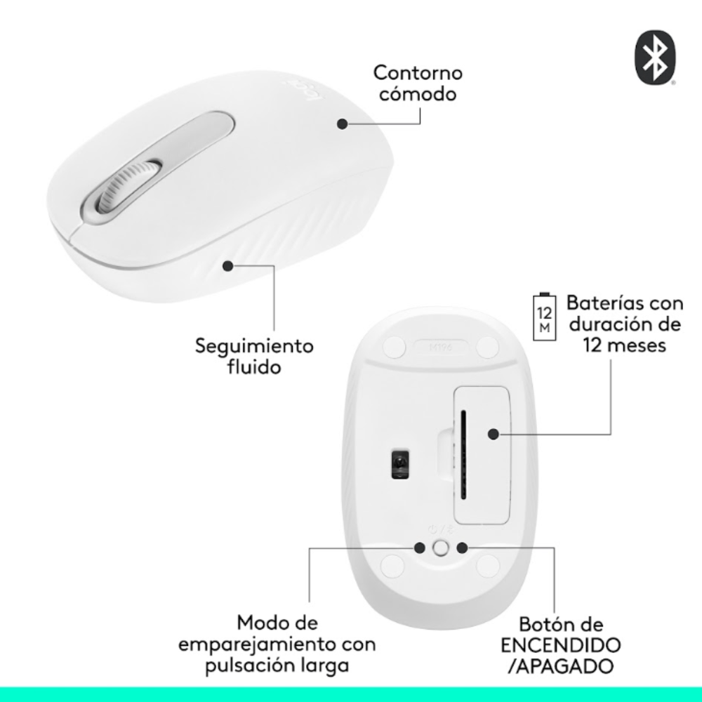 MOUSE LOGITECH M196 BLUETOOTH BLANCO - 7