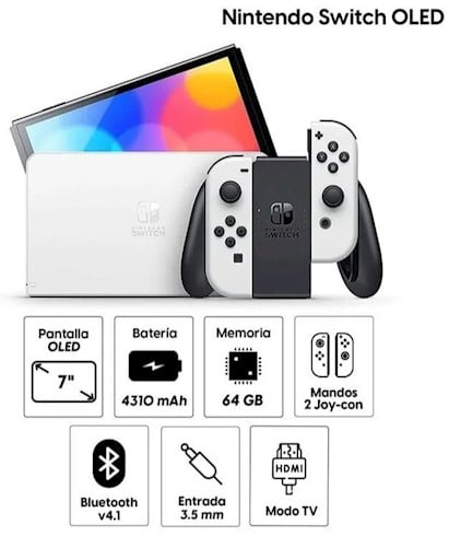 Consola Nintendo Switch OLED 64GB - Blanco - 3