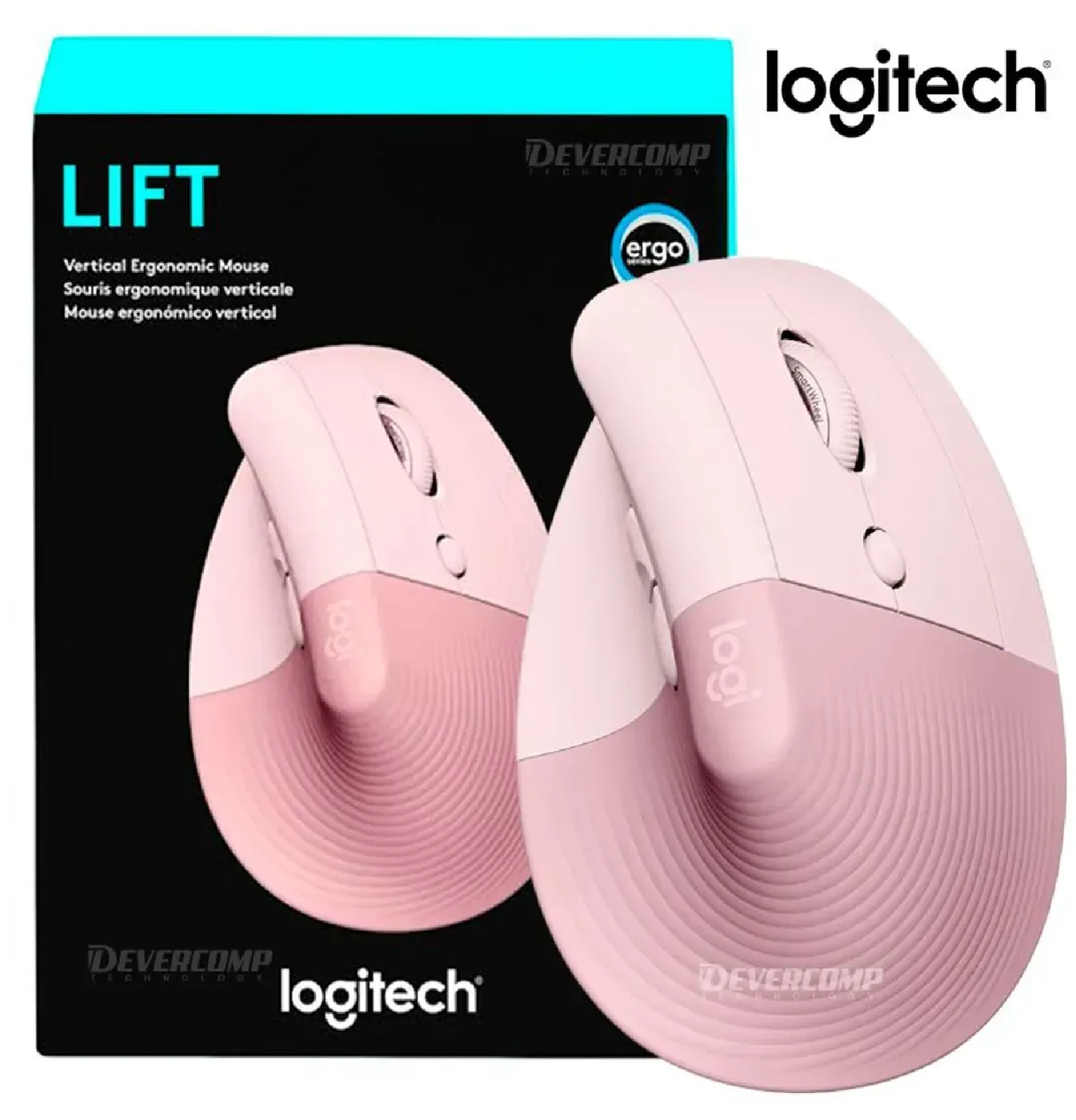 Mouse Logitech Lift Vertical Ergonómico Inalámbrico Bluetooth - Rosa - 1