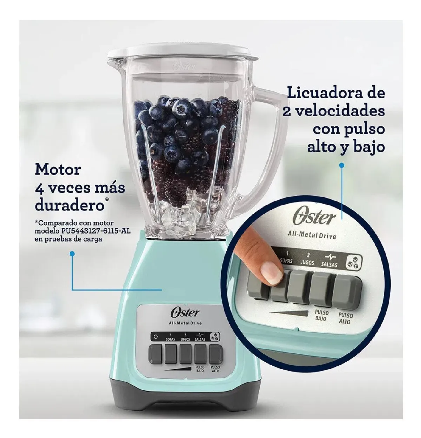 Licuadora Oster BLSTKAG-VPB 550 Watts - Celeste - 2