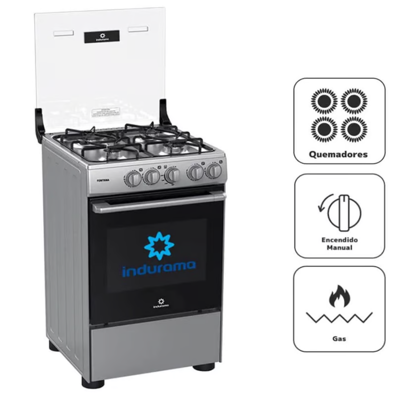 Cocina a Gas Indurama Fontana 20" 4 Hornillas - Gris - 1