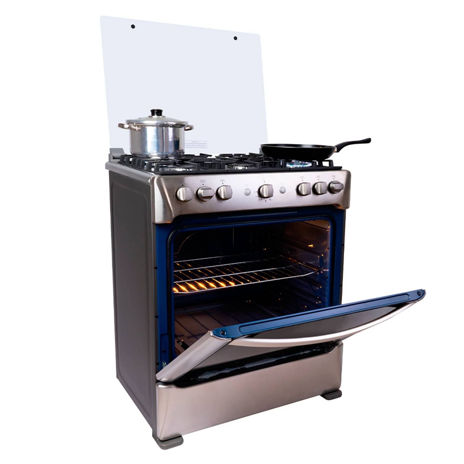 COCINA A GAS INDURAMA 6 HORNILLAS PARMA ZAFIRO CROMA - 3