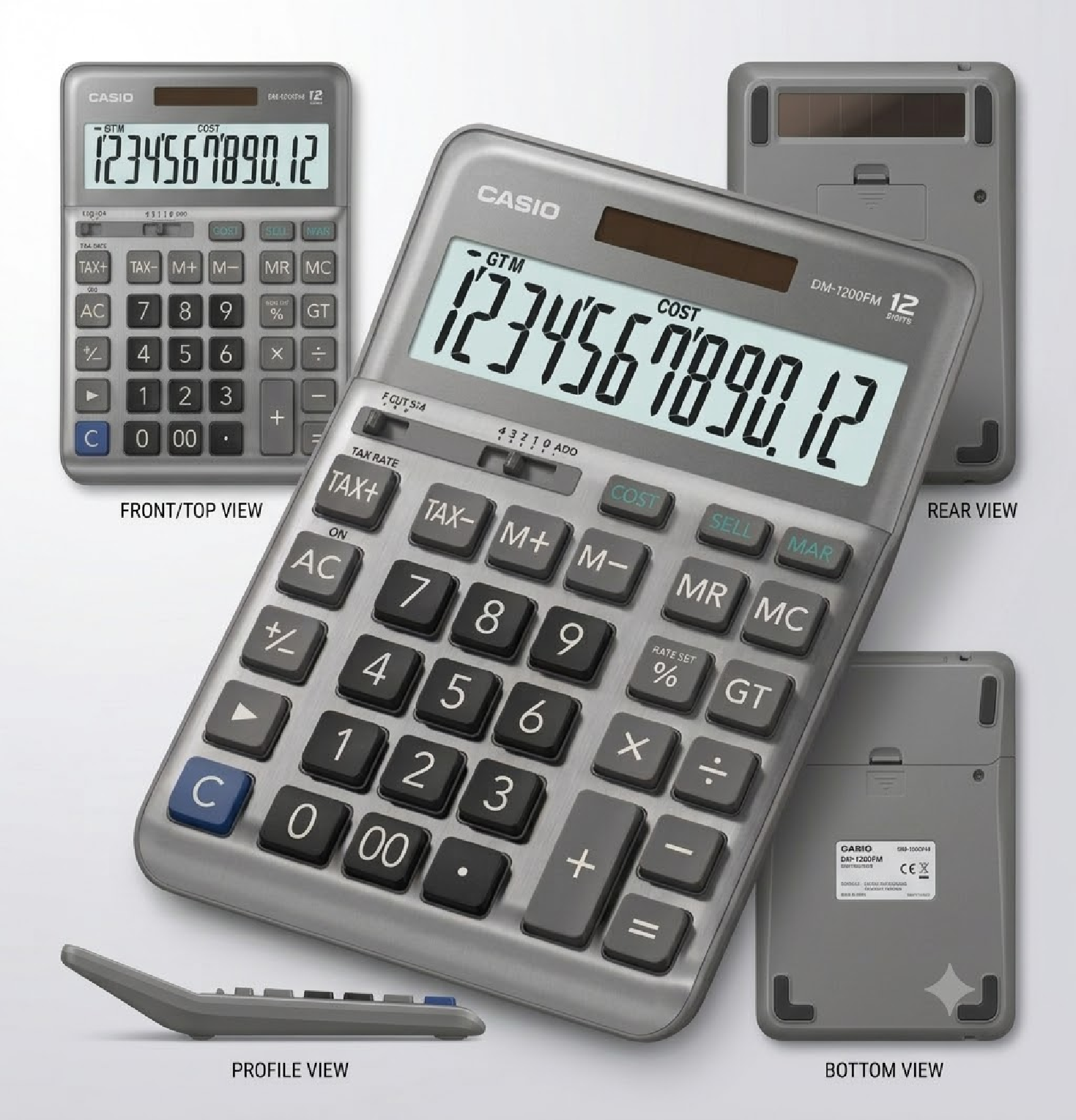 Calculadora de Escritorio Casio DM-1200FM 12 Dígitos - Gris - 1