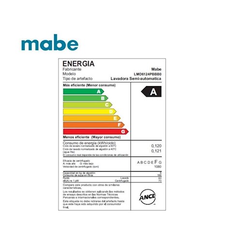 Lavadora Mabe LMD6124PBBBB0 Semiautomática 16kg - Blanco - 5