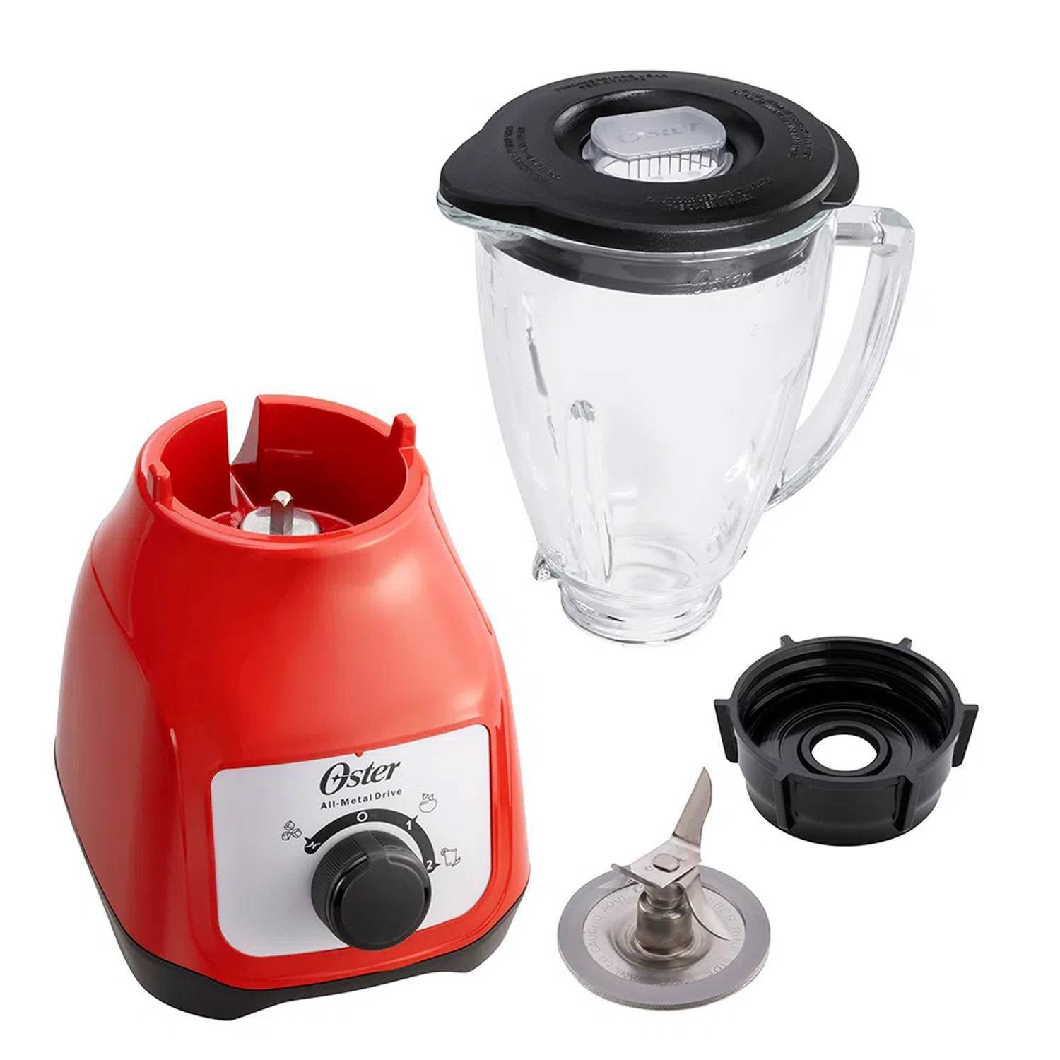Licuadora Oster® 2V con Perilla y Vaso de Vidrio 1.5L BLSTKAG-RRD 500W - Roja - 6