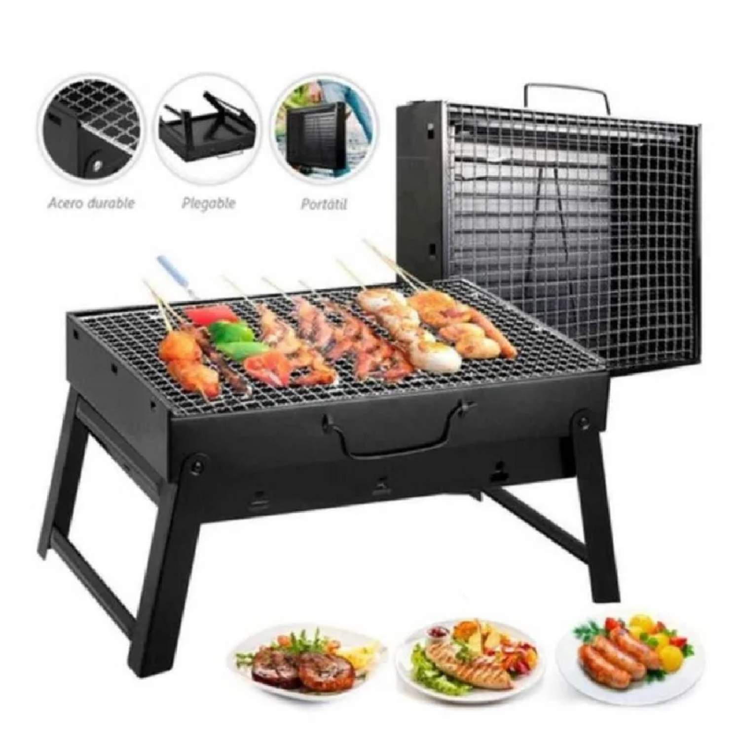 Mini Parrilla BBQ Portátil Plegable a Carbón de Mesa para Camping - 4