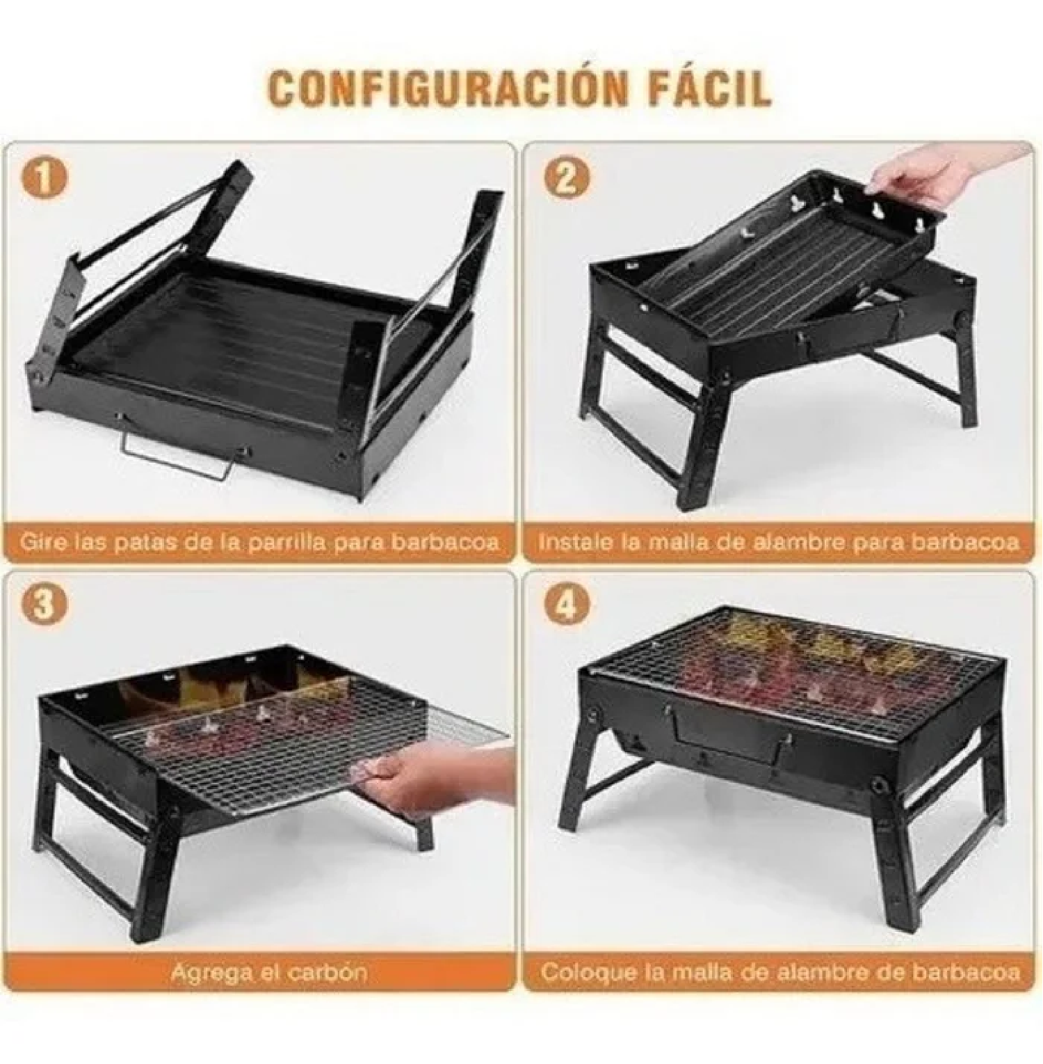 Mini Parrilla BBQ Portátil Plegable a Carbón de Mesa para Camping - 7