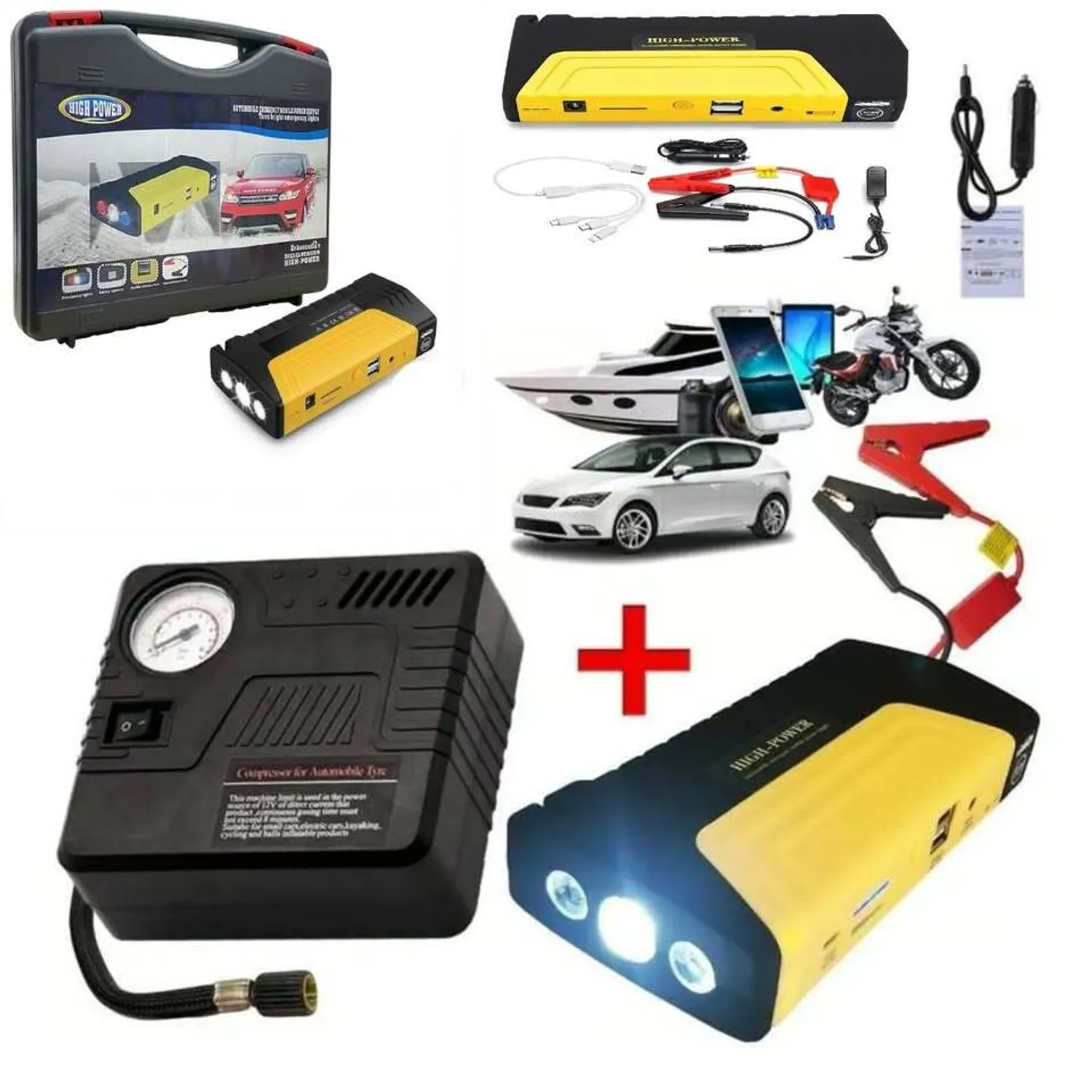 Kit Arrancador de Batería para Auto Recargable Power Bank 12V - 3