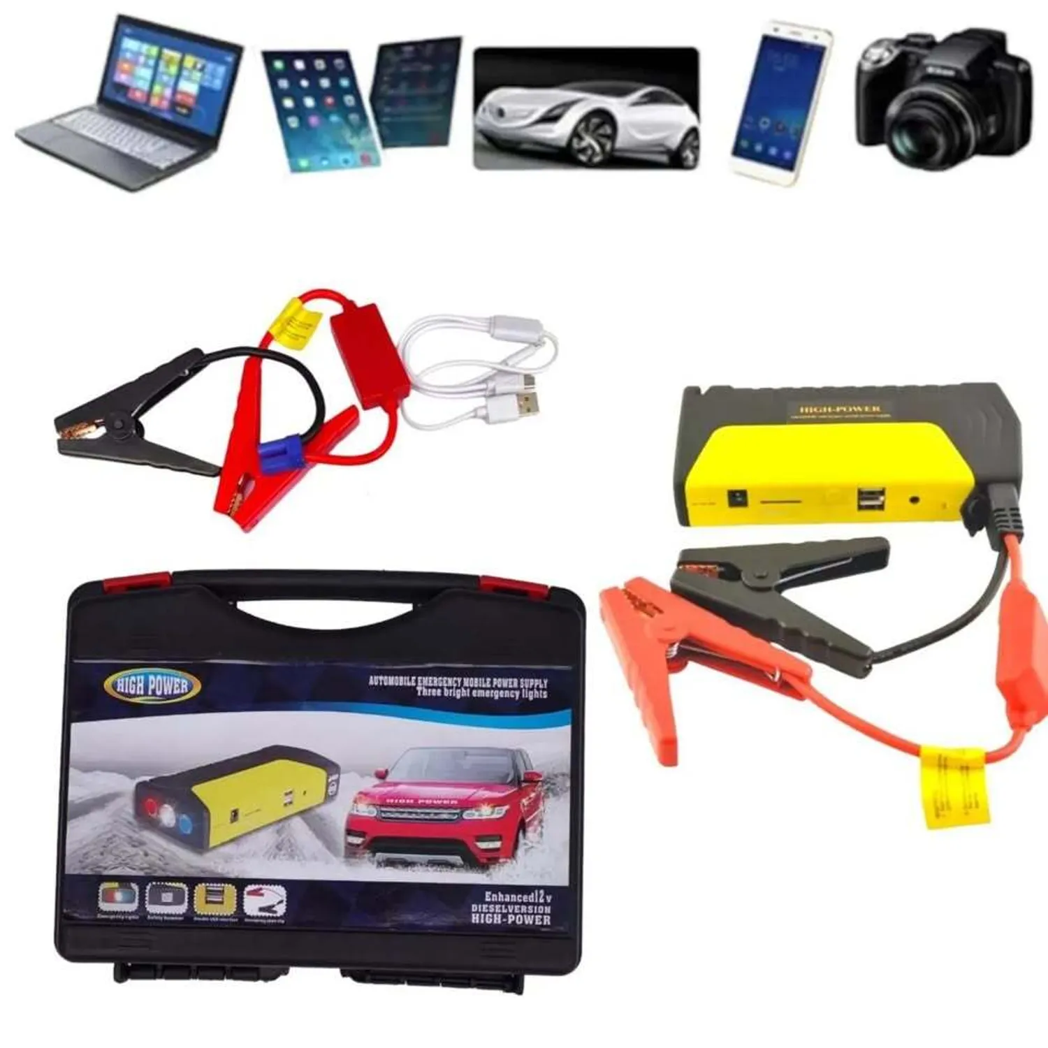 Kit Arrancador de Batería para Auto Recargable Power Bank 12V - 4