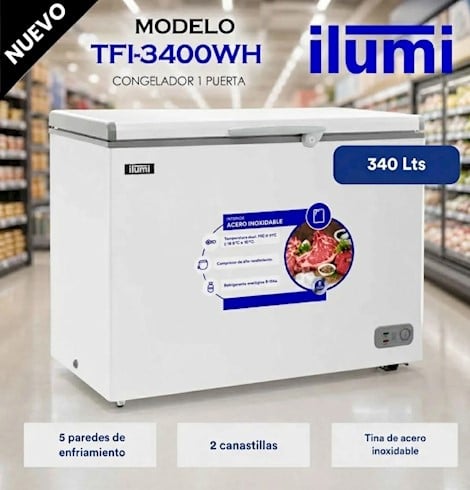 CONGELADOR ILUMI 340L CON TINA DE ACERO INOXIDABLE TFI-3400WH – BLANCO - 1