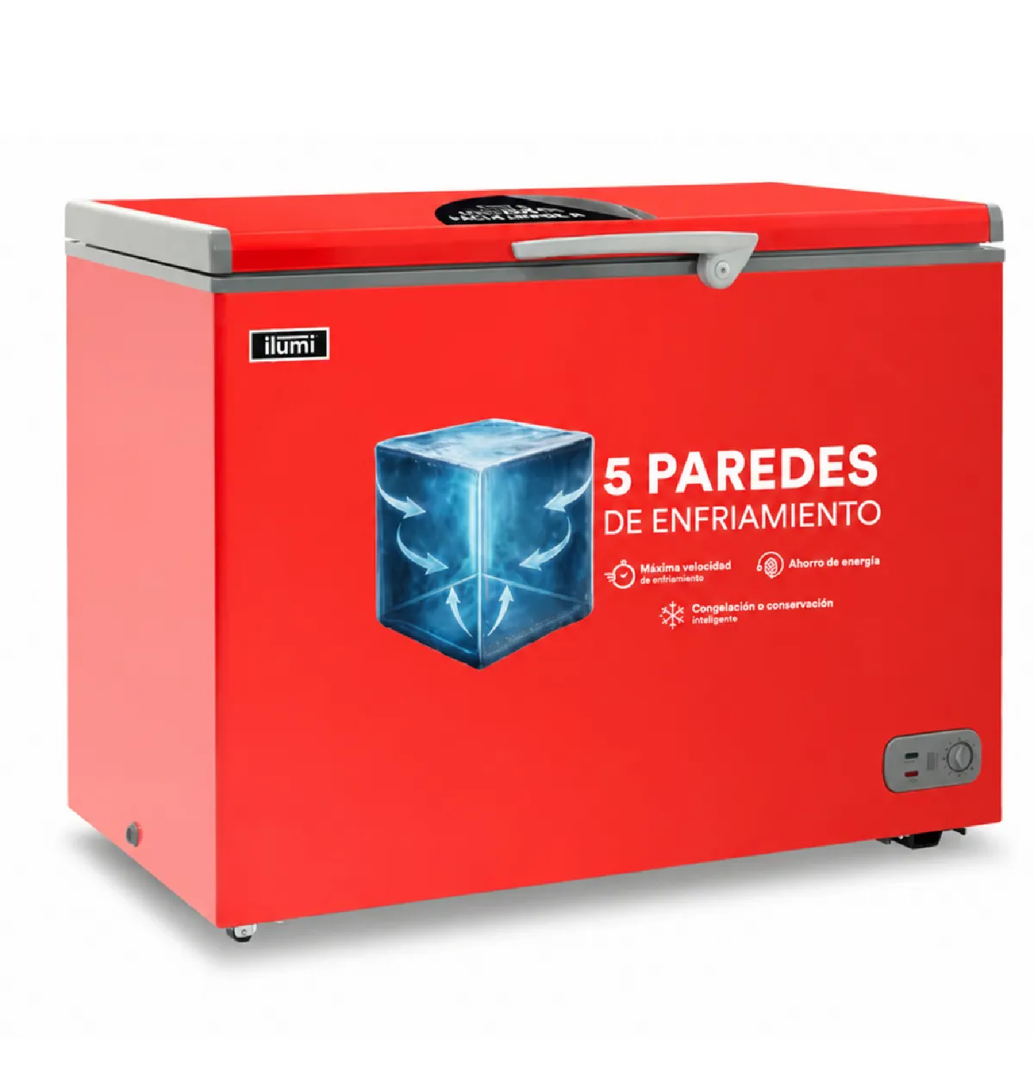CONGELADOR ILUMI 340L CON TINA DE ACERO INOXIDABLE TFI-3400RE – ROJO - 3