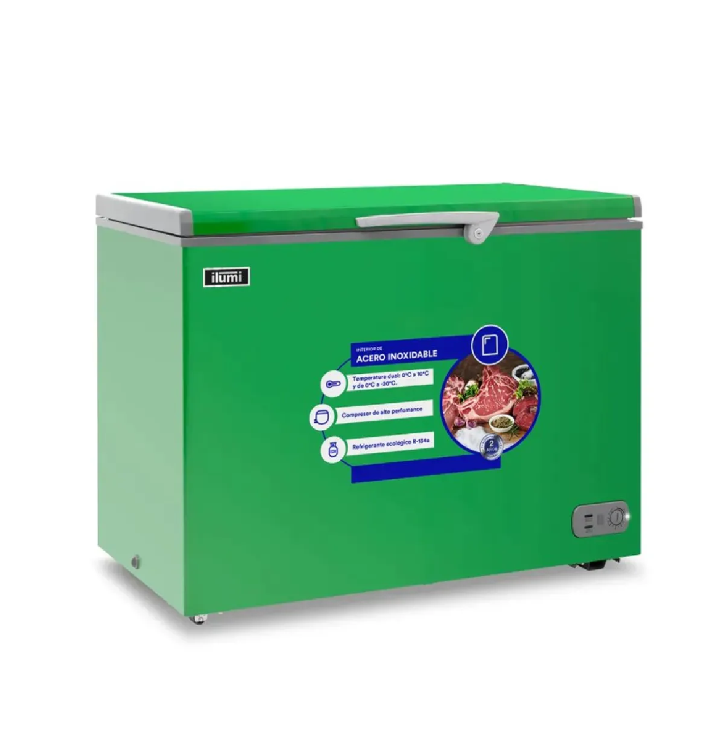 CONGELADOR ILUMI 340L CON TINA DE ACERO INOXIDABLE TFI-3400GR – VERDE - 2