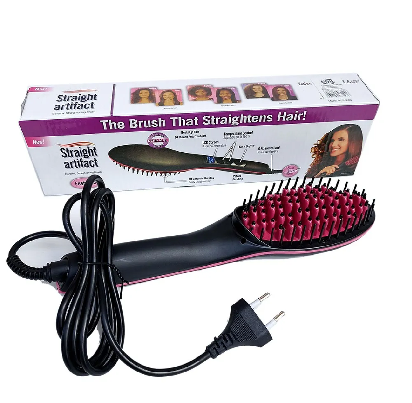 CEPILLO ALISADOR ELÉCTRICO DE CABELLO CON PANTALLA LCD DIGITAL – CERÁMICA - 1