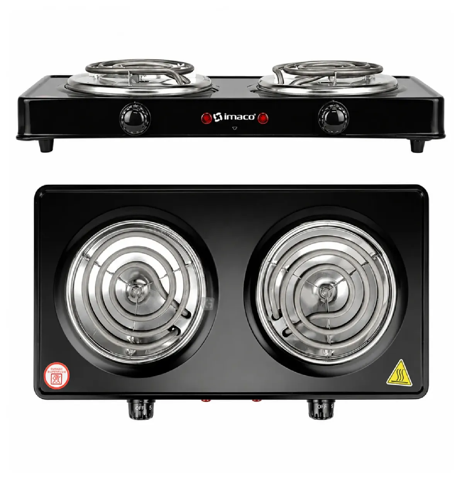 COCINA ELÉCTRICA IMACO DE 2 HORNILLAS HP1400 – NEGRO - 6