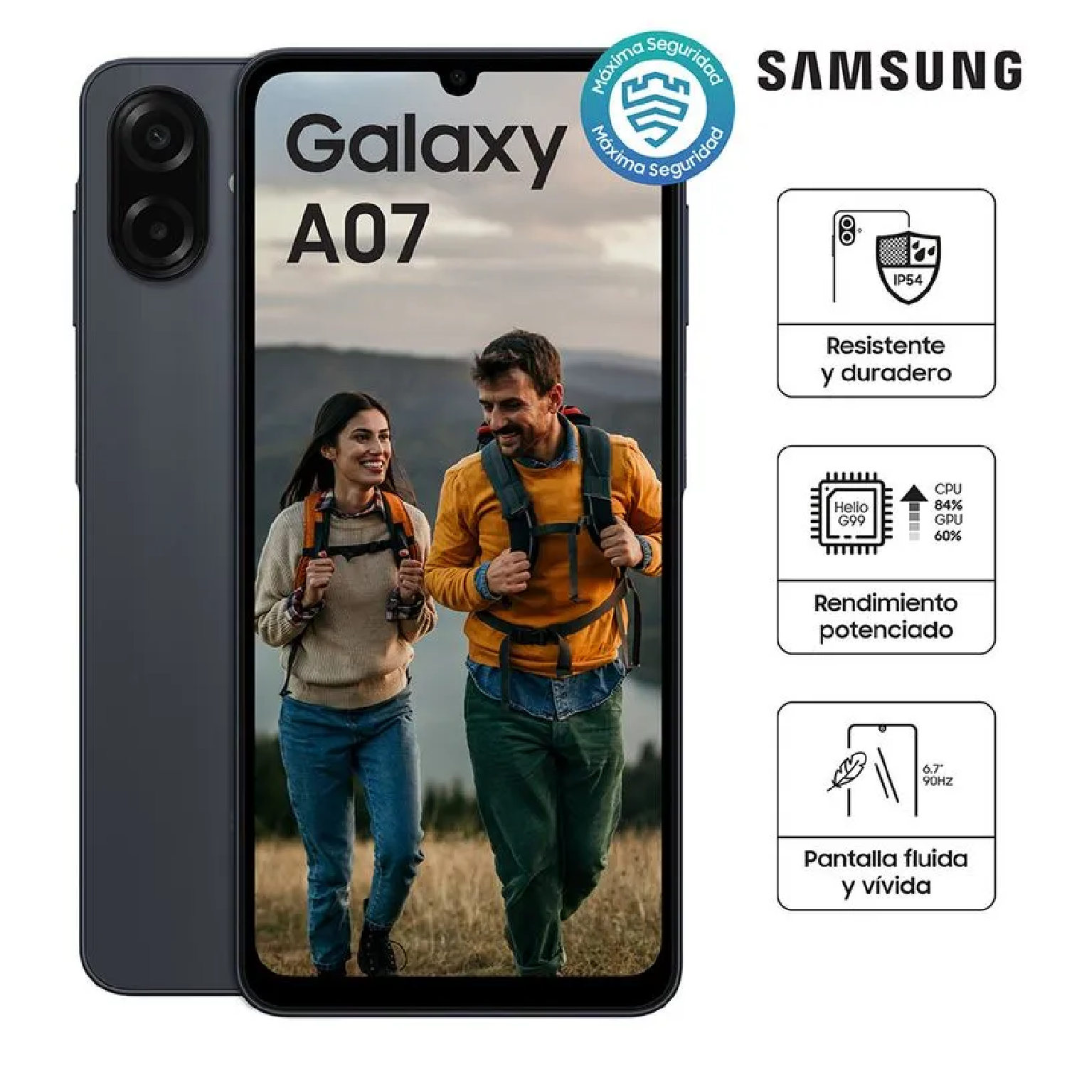 CELULAR SAMSUNG GALAXY A07 6.7' 4GB RAM 64GB CÁMARA 50MP - NEGRO - 4