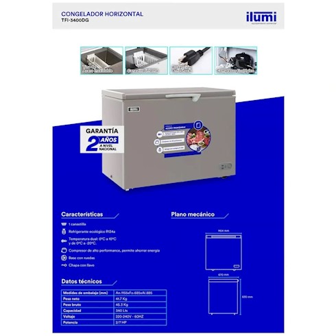 CONGELADORA ILUMI TFI-3400DG 340 LITROS – GRIS - 4