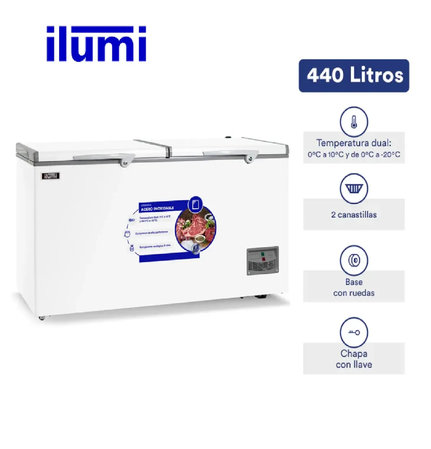 CONGELADORA ILUMI TFI-4402WH 2 TAPAS 440 L – BLANCO - 1