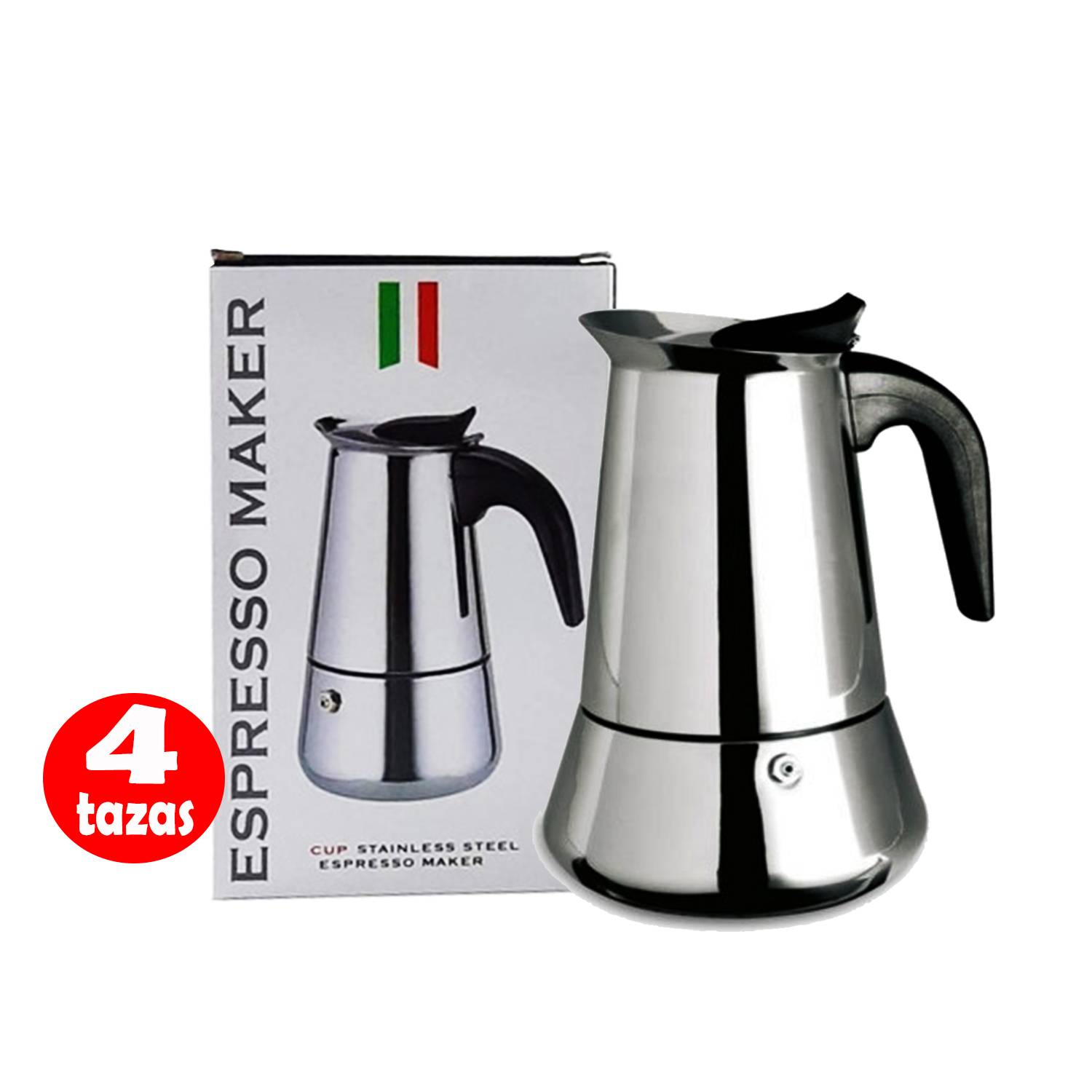 CAFETERA ITALIANA 4 TAZAS DE ACERO INOXIDABLE ESPRESSO MAKER - 2