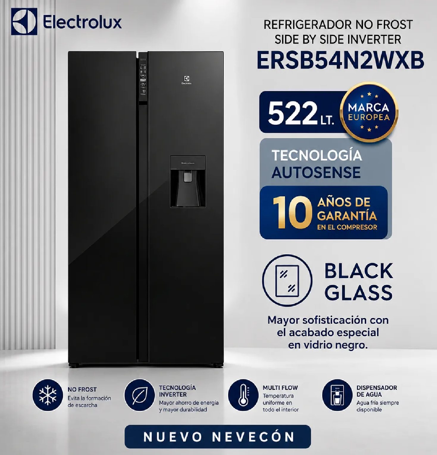 Refrigerador Electrolux ERSB54N2WXB 522L Side by Side No Frost Inverter - Negro - 1