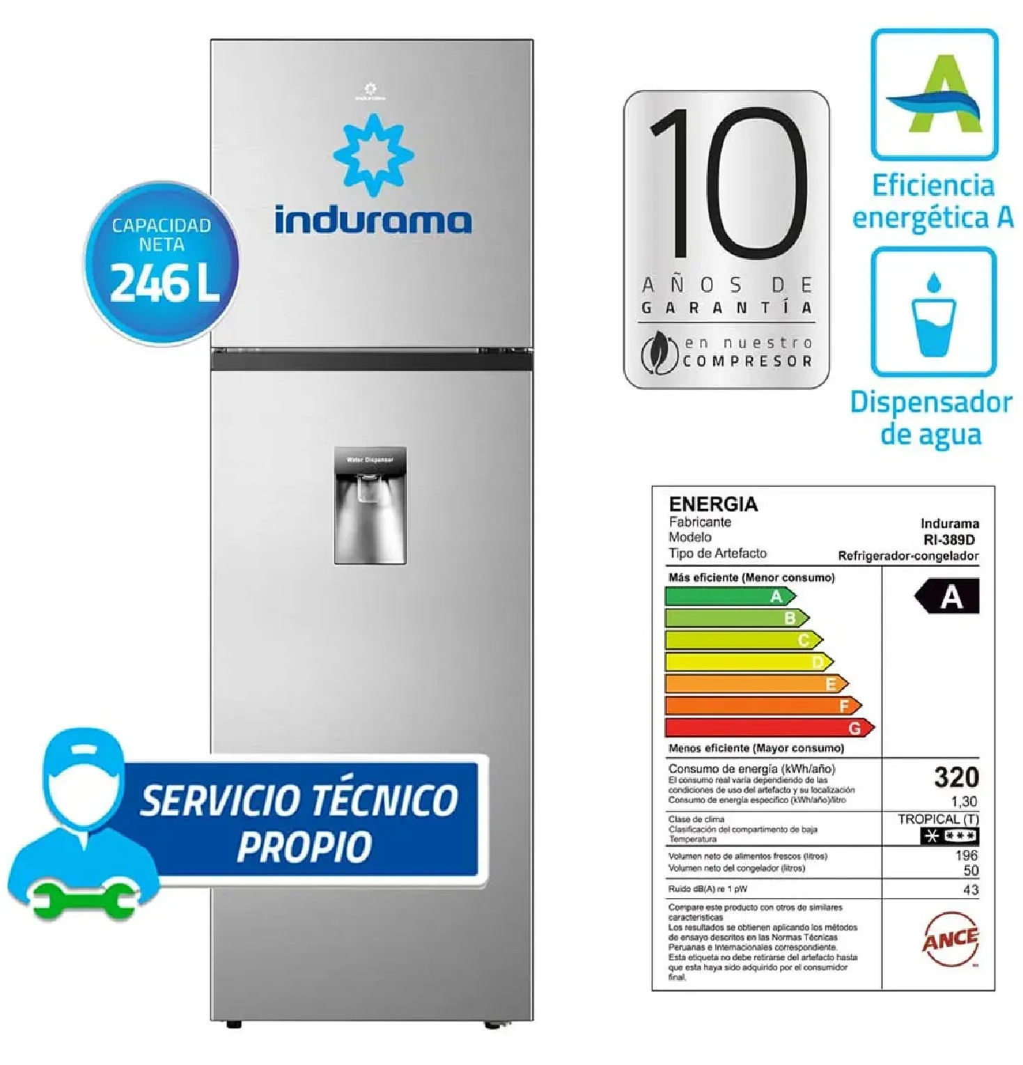 REFRIGERADORA INDURAMA RI-389D 246L - SILVER - 1