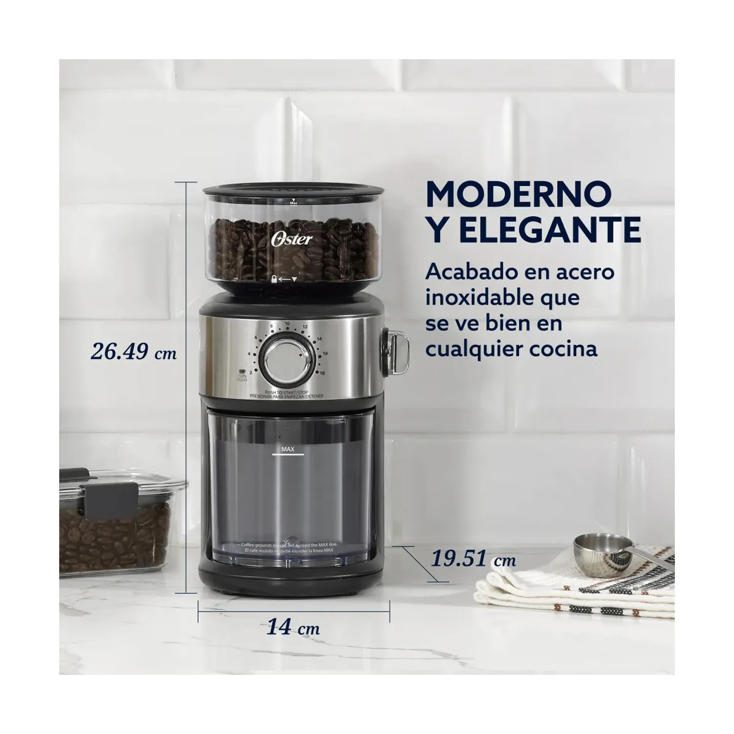 MOLINILLO DE CAFÉ AUTOMÁTICO OSTER® BVSTBMH24 CON 18 NIVELES DE MOLIENDA - 2