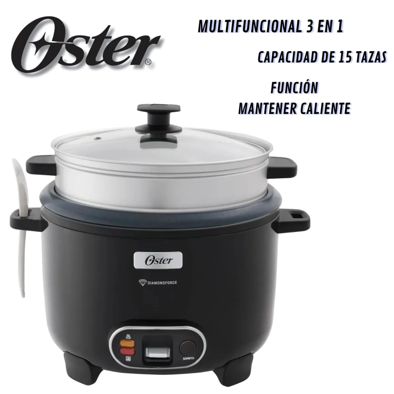 OLLA ARROCERA OSTER CKSTRC15DFBLK 2.8L CON VAPORERA Y FUNCIÓN SOFRITO - NEGRA - 1