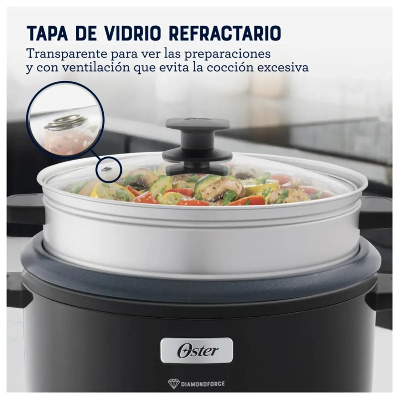 OLLA ARROCERA OSTER CKSTRC15DFBLK 2.8L CON VAPORERA Y FUNCIÓN SOFRITO - NEGRA - 2