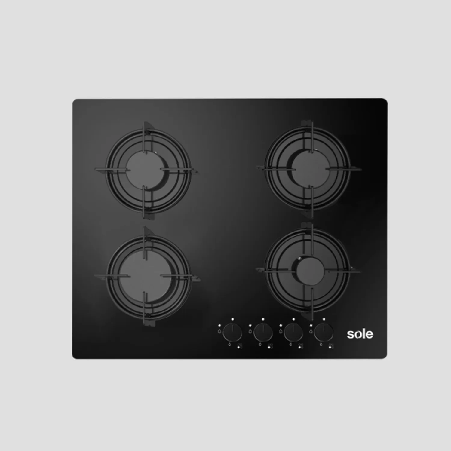 COCINA EMPOTRABLE A GAS SOLE SOLCO049 4 HORNILLAS 60 CM - NEGRO - 2