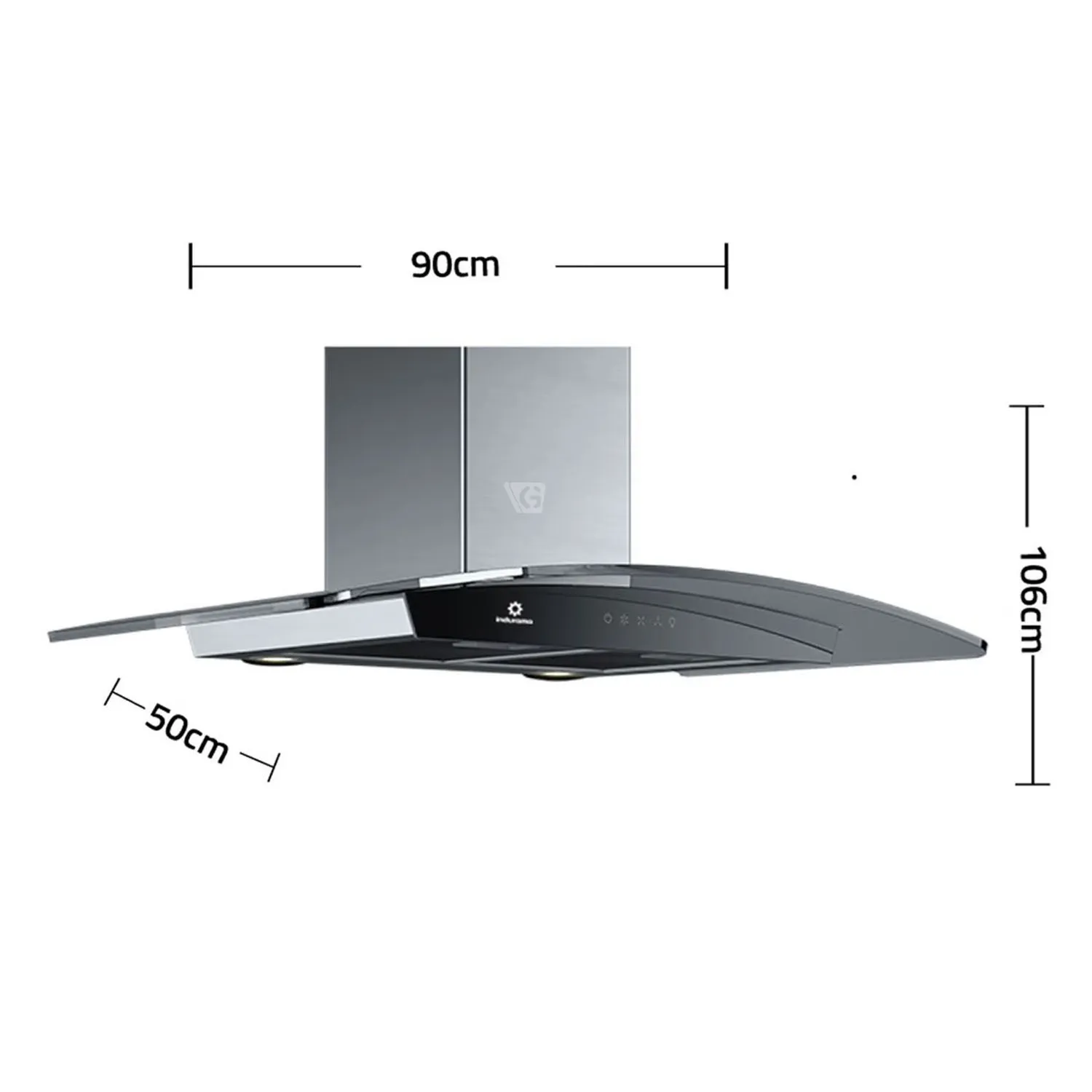 CAMPANA EXTRACTORA TIPO CHIMENEA INDURAMA CEI-90NEVC - CROMA - 3