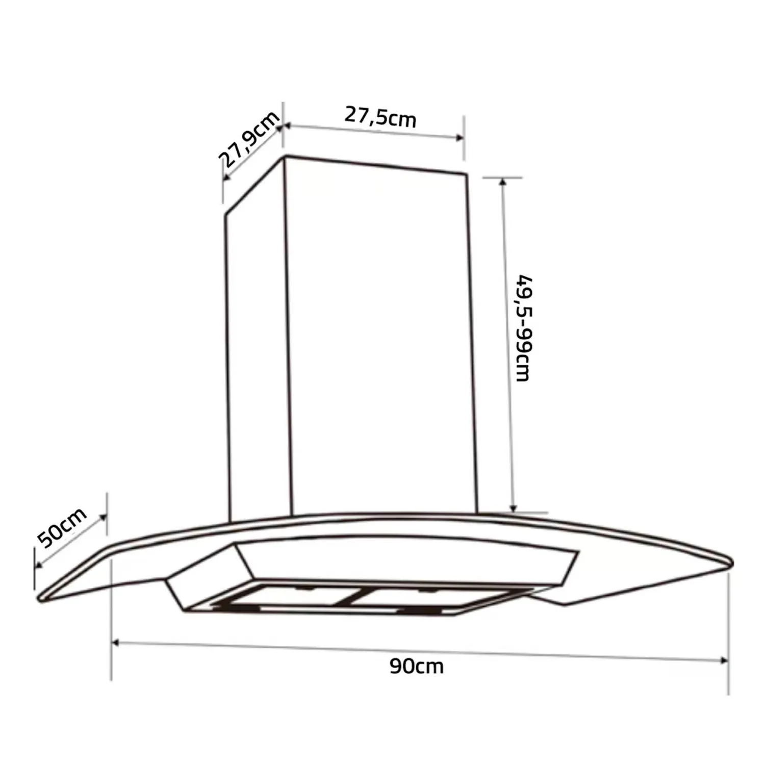 CAMPANA EXTRACTORA TIPO CHIMENEA INDURAMA CEI-90NEVC - CROMA - 4