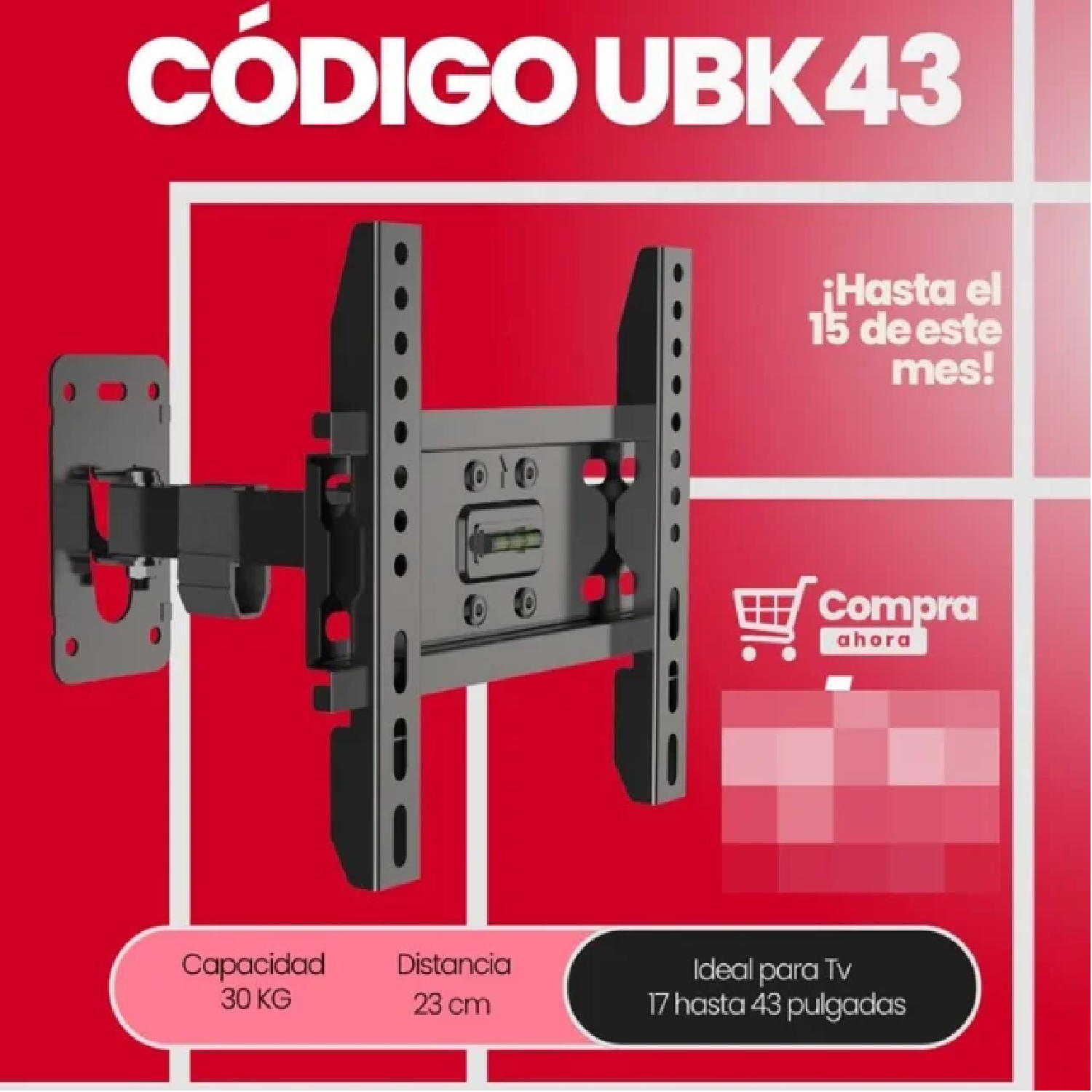 RACK MÓVIL PARA TV DE 17' A 43' MODELO UBK43 - 1