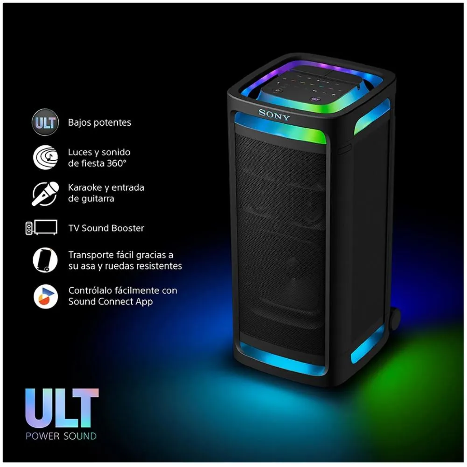 PARLANTE BLUETOOTH SONY SRS-ULT900AC ULT TOWER 9 PARA FIESTAS – NEGRO - 2