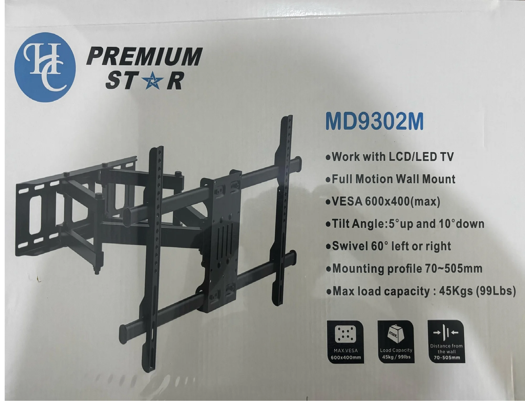 RACK PANTÓGRAFO PARA TV DE 32” A 90” MD9302M BRAZO EXTENSIBLE - 2