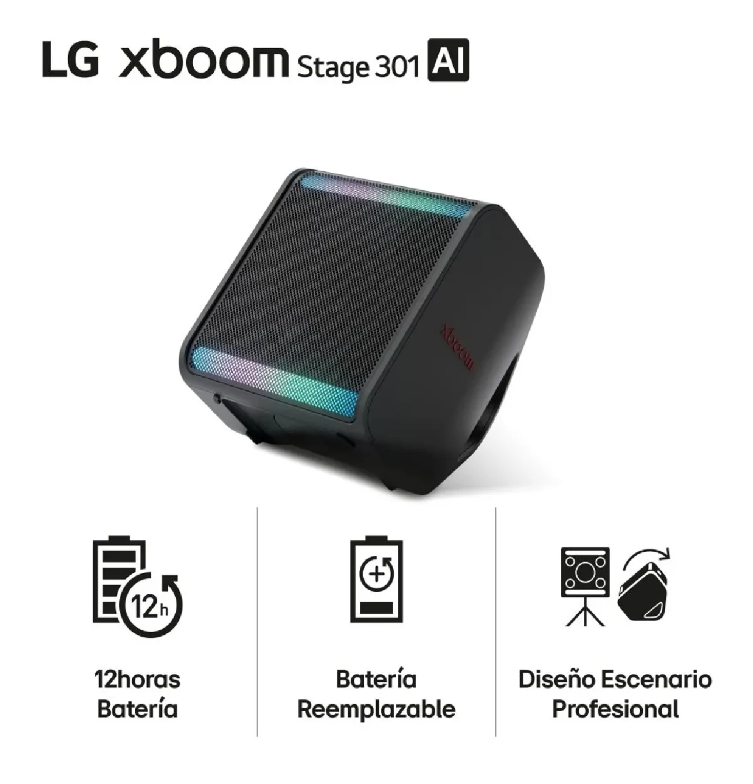 PARLANTE BLUETOOTH LG XBOOM STAGE 301 120W IPX4 (2025) - 1