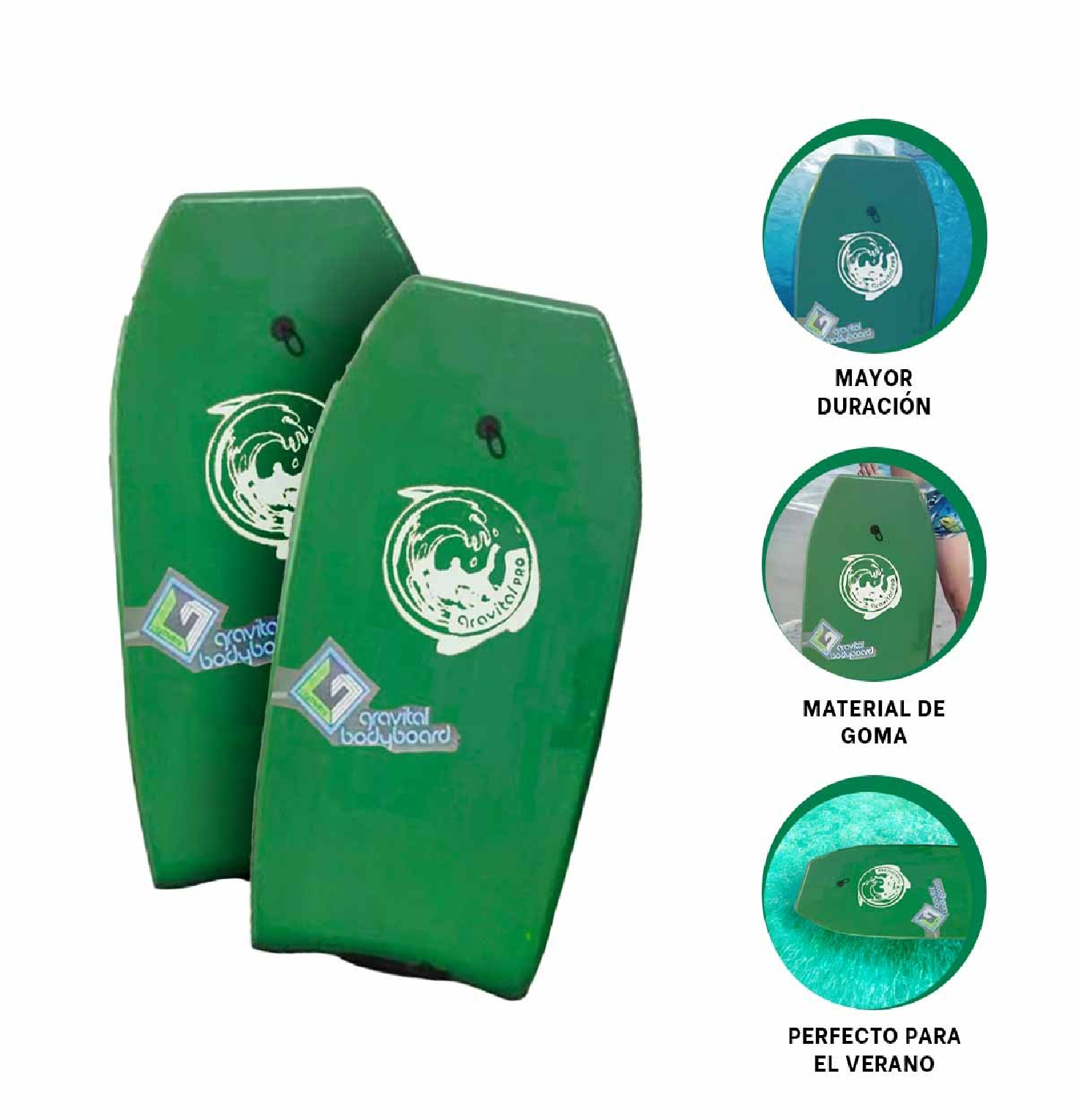 TABLA BODYBOARD GRAVITAL DE NATACIÓN 41” GR-41 DINÁMICA – VERDE - 1
