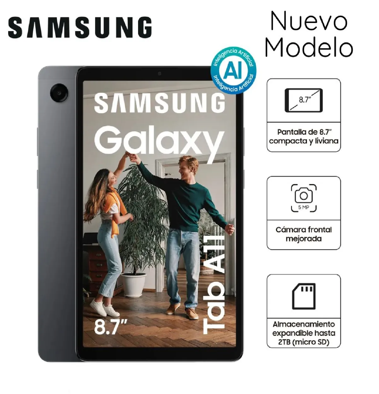 TABLET SAMSUNG GALAXY TAB A11 8.7' SM-X133NZAAPEO 4GB RAM 64GB -GRIS - 1