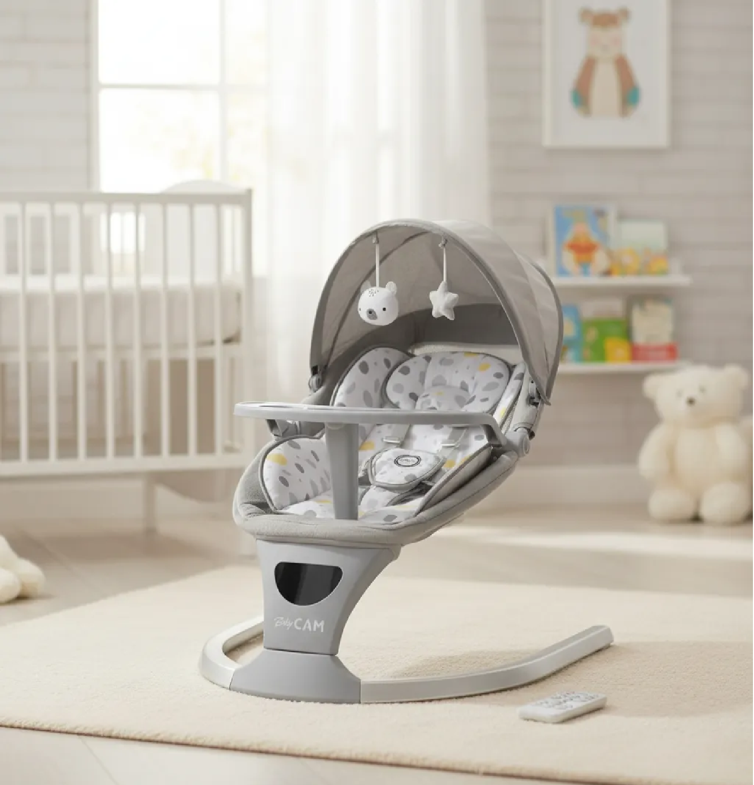 MECEDORA PARA BEBÉ MUSICAL AUTOMÁTICA CON SENSOR - GRIS 2026 - 3