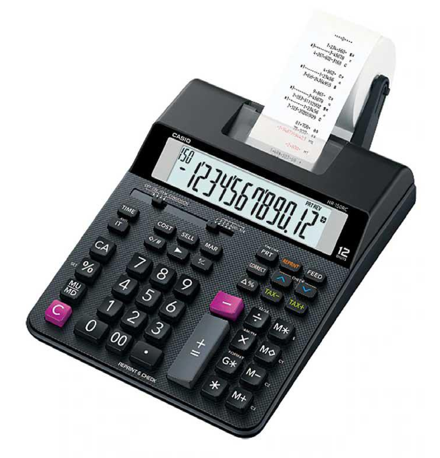 CALCULADORA CON WINCHA IMPRESORA CASIO HR-150RC-DC – NEGRO - 1