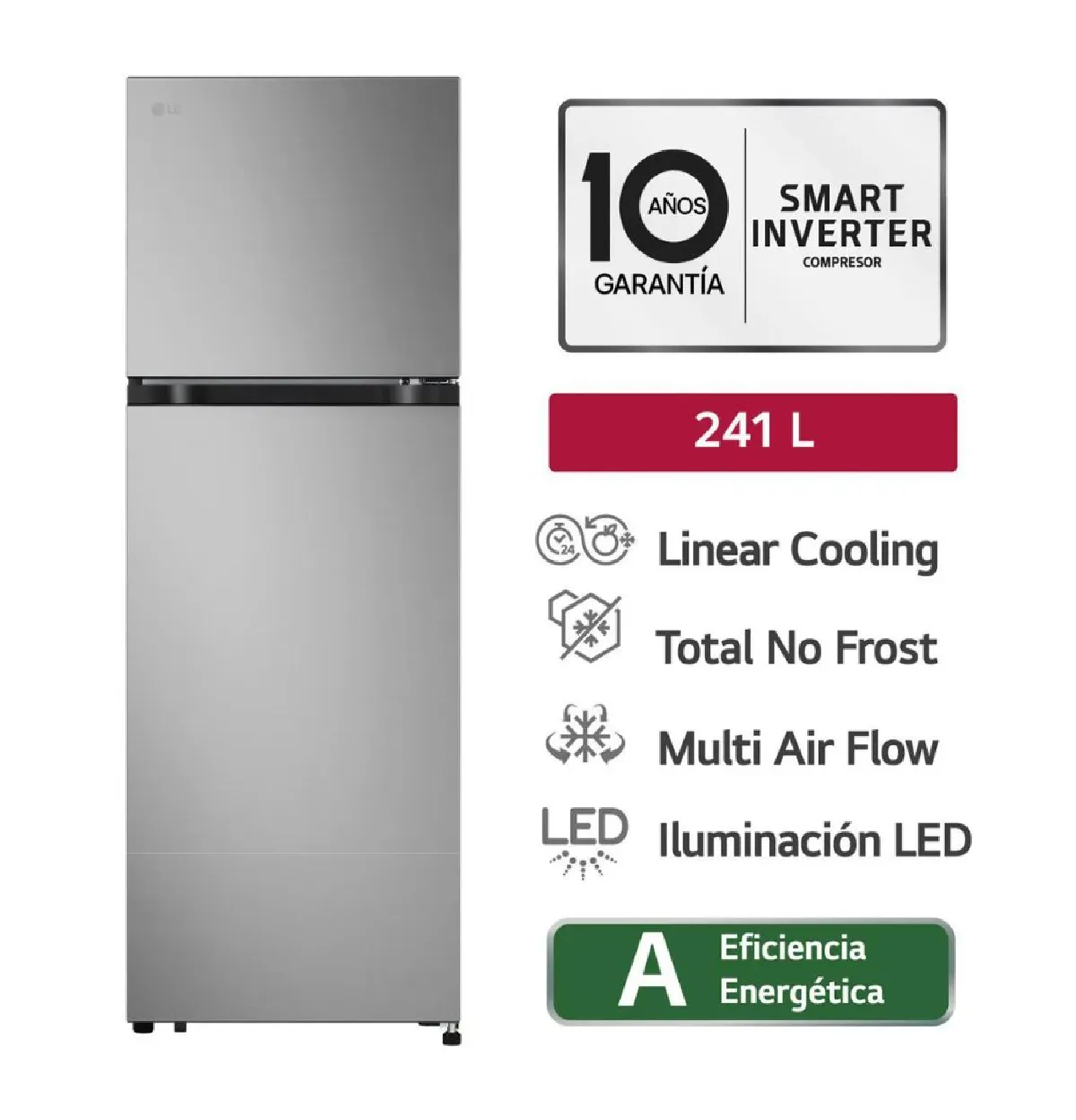 REFRIGERADORA LG 241L NO FROST VT24BPY – PLATEADO - 1