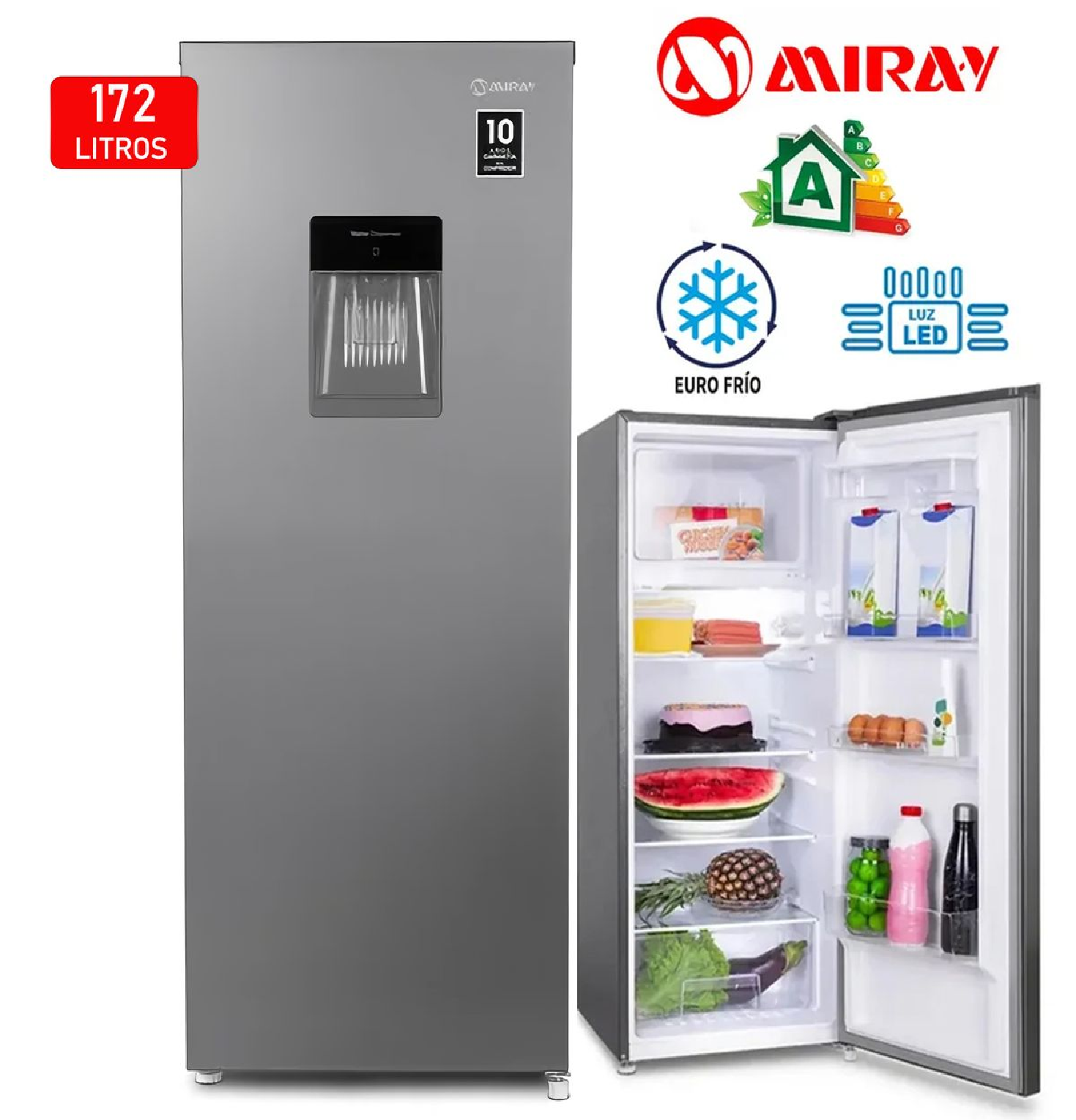 REFRIGERADORA MIRAY RM-184H EURO FRÍO 172L – SILVER - 1
