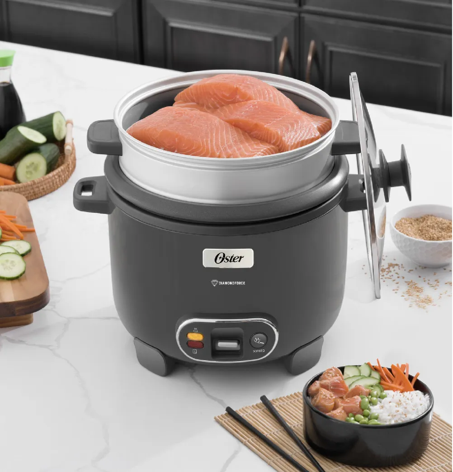 OLLA ARROCERA OSTER CKSTRC12DFSKE 2.2L CON VAPORERA Y FUNCIÓN SOFRITO - GRIS - 2
