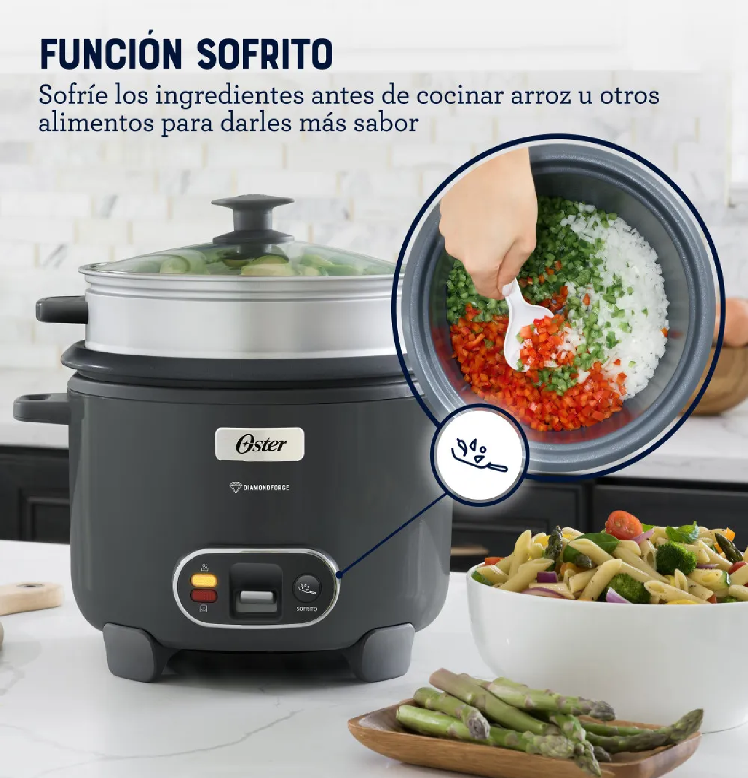 OLLA ARROCERA OSTER CKSTRC12DFSKE 2.2L CON VAPORERA Y FUNCIÓN SOFRITO - GRIS - 4